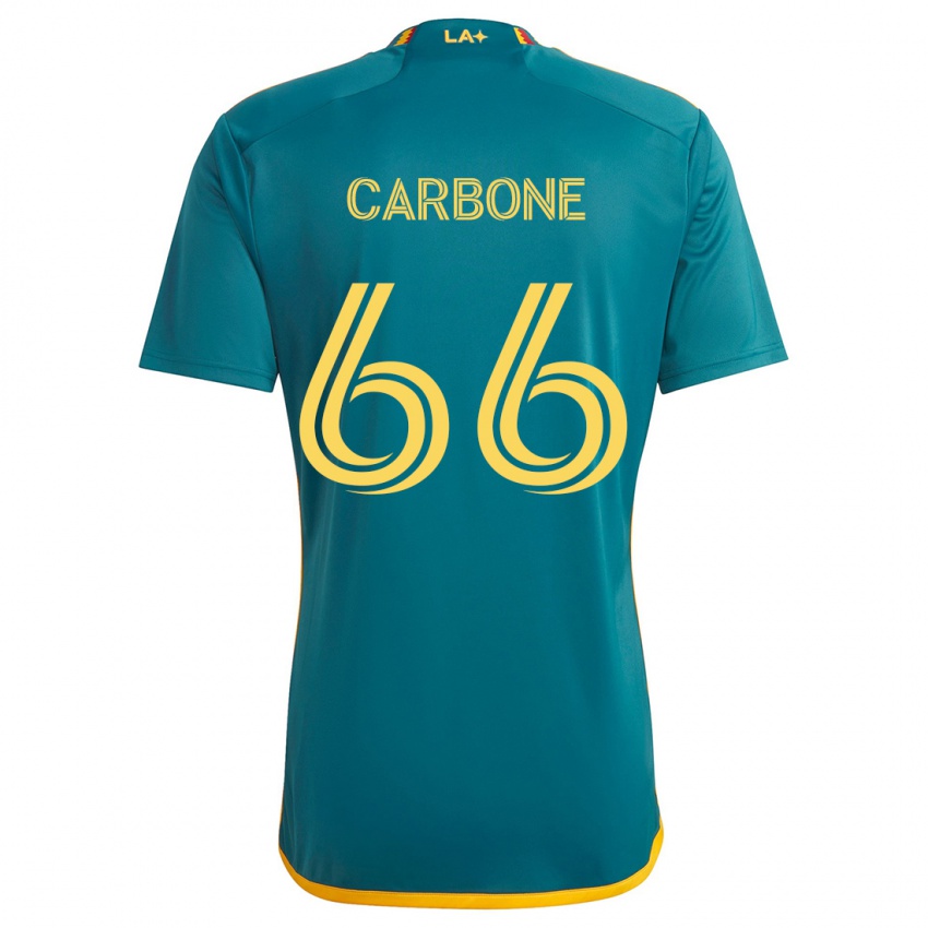 Niño Camiseta Matteo Carbone #66 Verde Amarillo 2ª Equipación 2024/25 La Camisa