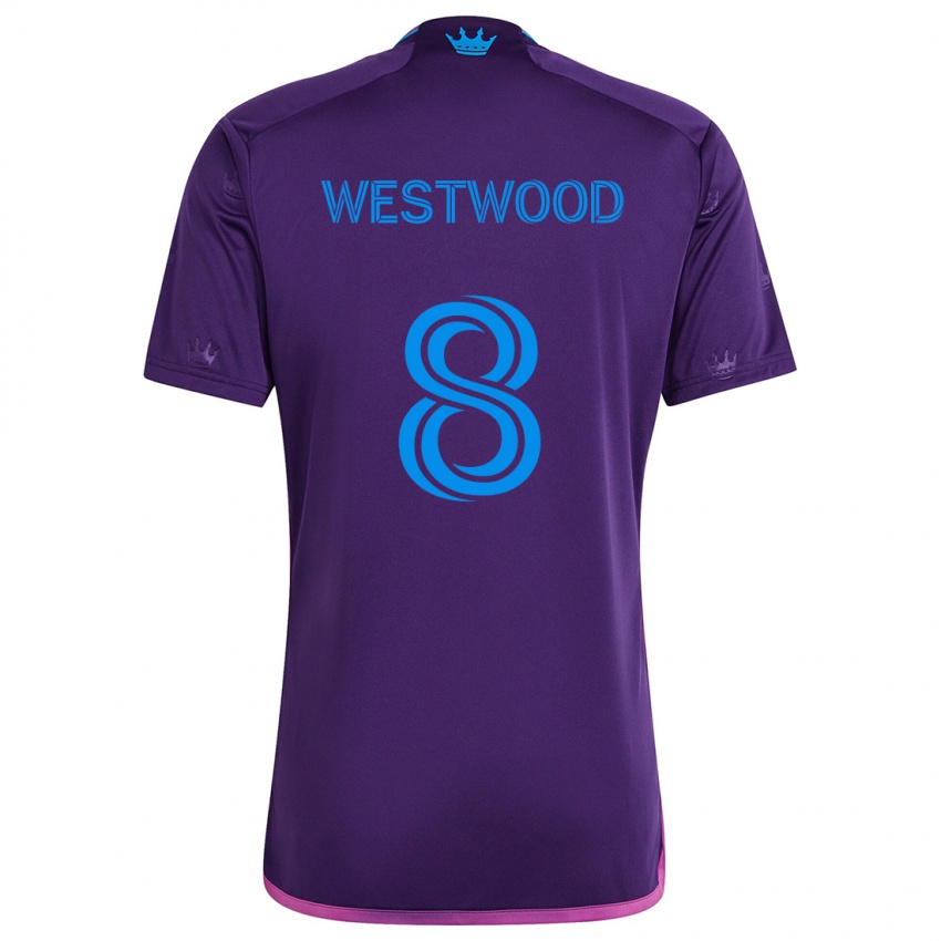 Niño Camiseta Ashley Westwood #8 Azul Morado 2ª Equipación 2024/25 La Camisa