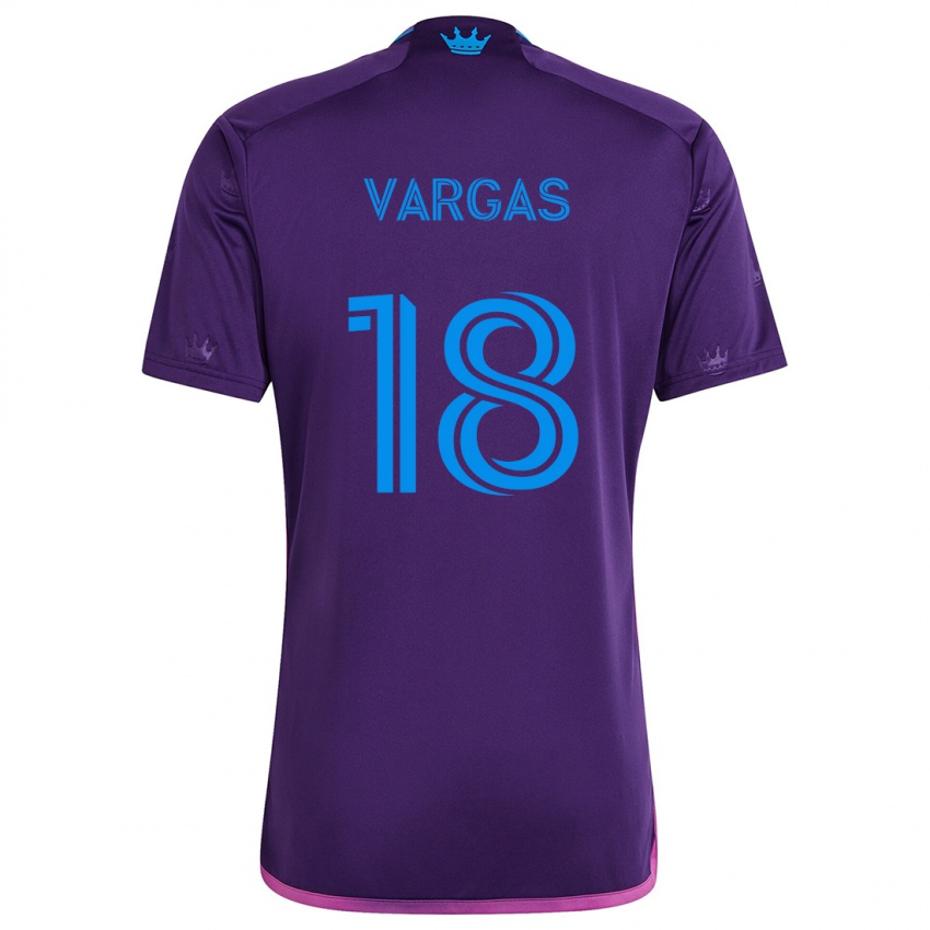 Niño Camiseta Kerwin Vargas #18 Azul Morado 2ª Equipación 2024/25 La Camisa