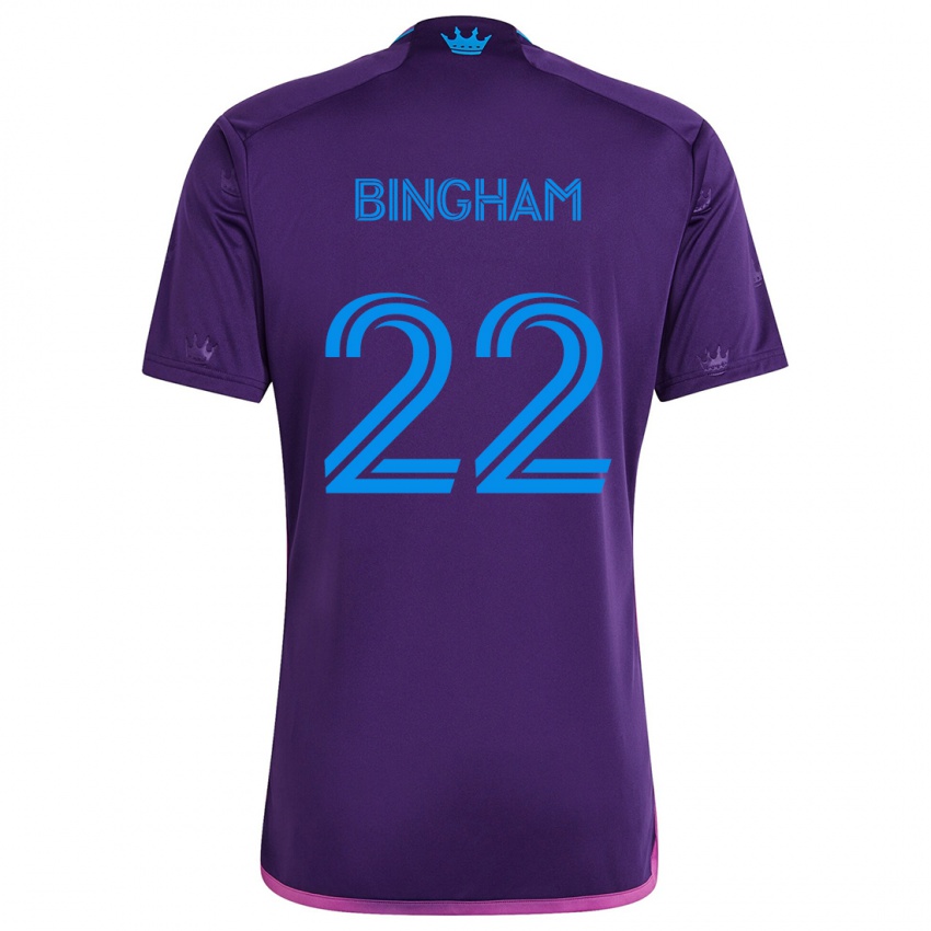 Niño Camiseta David Bingham #22 Azul Morado 2ª Equipación 2024/25 La Camisa