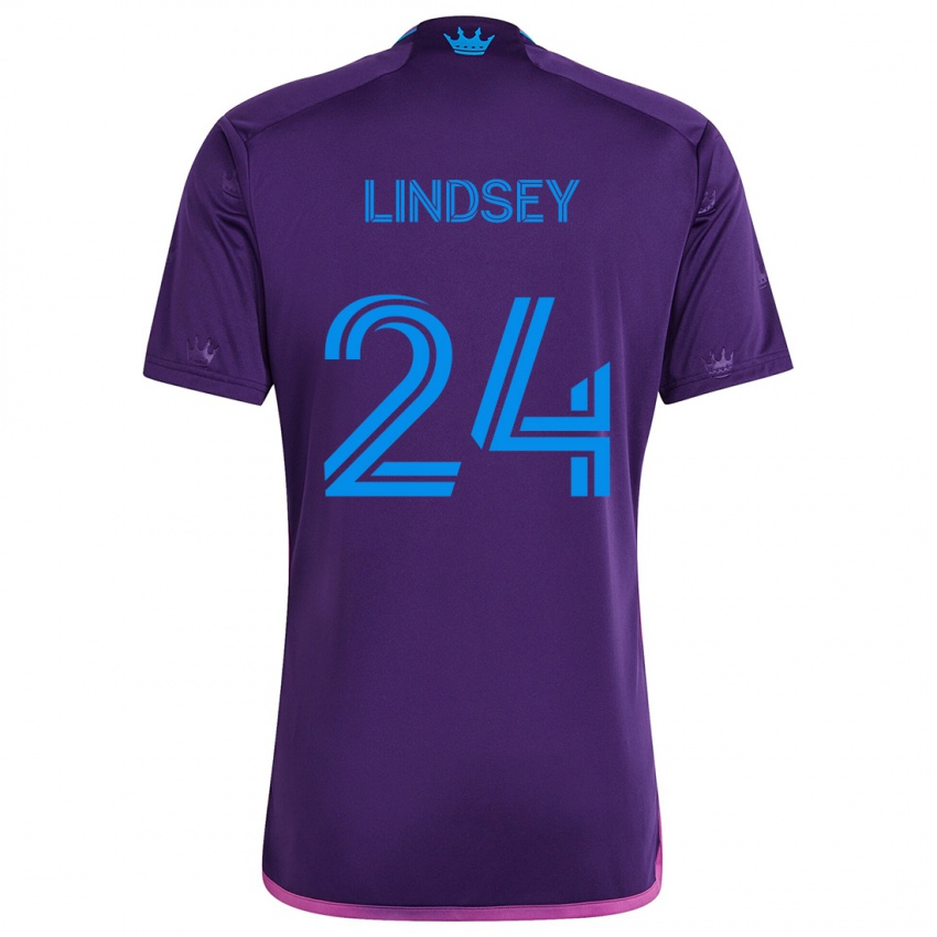 Niño Camiseta Jaylin Lindsey #24 Azul Morado 2ª Equipación 2024/25 La Camisa