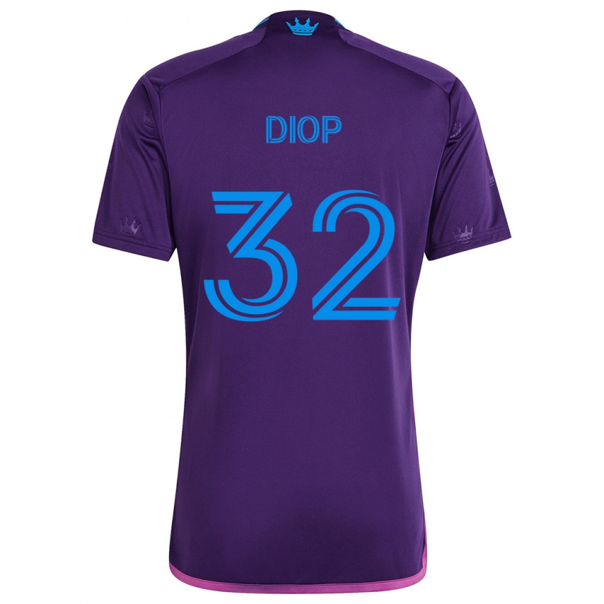 Niño Camiseta Hamady Diop #32 Azul Morado 2ª Equipación 2024/25 La Camisa