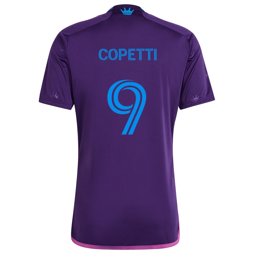 Niño Camiseta Enzo Copetti #9 Azul Morado 2ª Equipación 2024/25 La Camisa