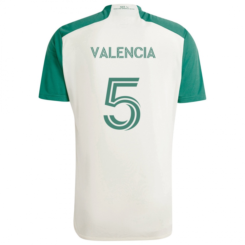 Niño Camiseta Jhojan Valencia #5 Colores Tostados Verde 2ª Equipación 2024/25 La Camisa