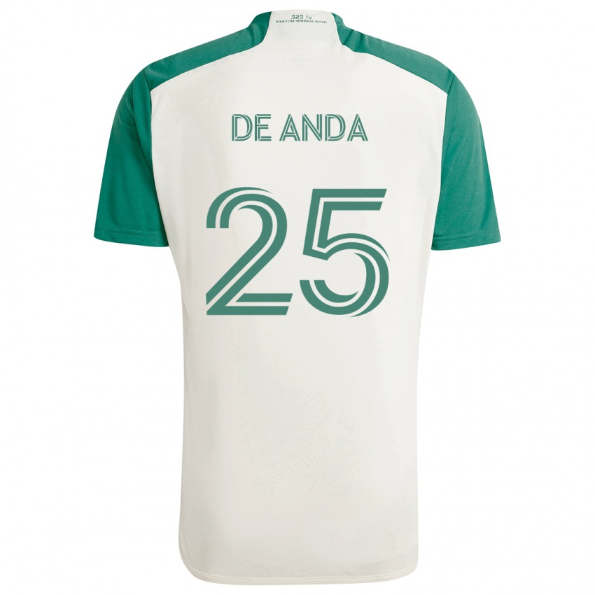 Niño Camiseta Anthony De Anda #25 Colores Tostados Verde 2ª Equipación 2024/25 La Camisa