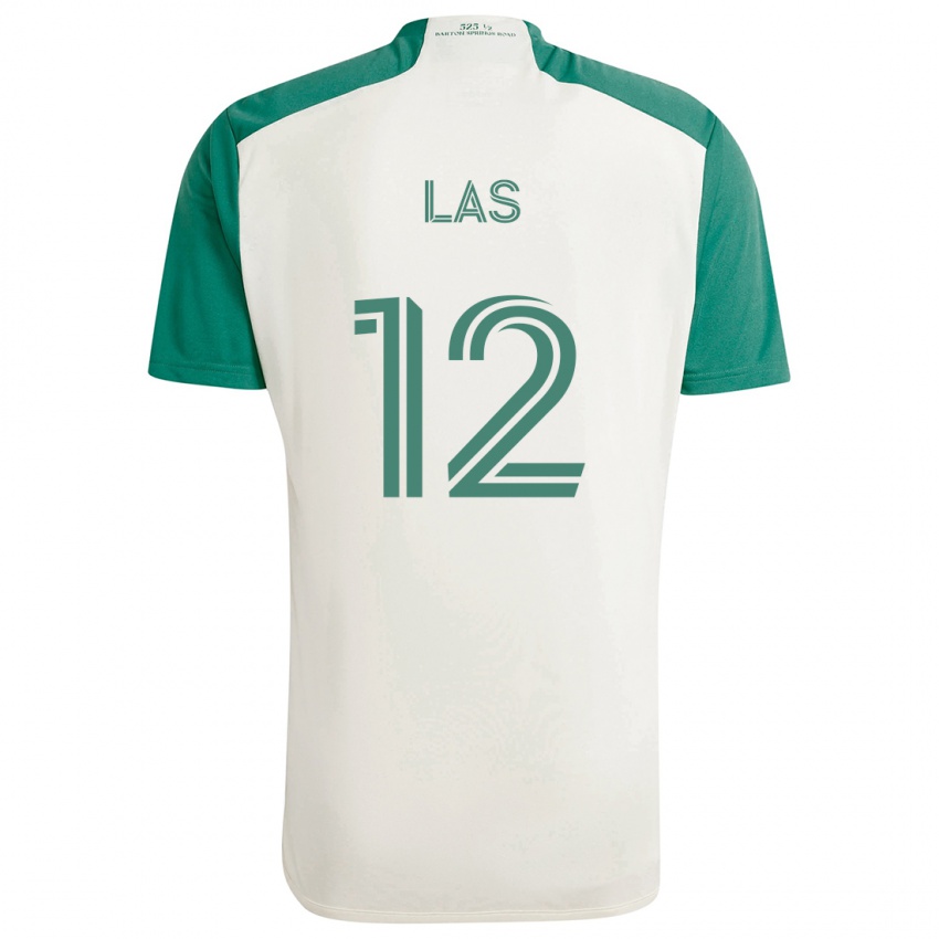 Niño Camiseta Damian Las #12 Colores Tostados Verde 2ª Equipación 2024/25 La Camisa