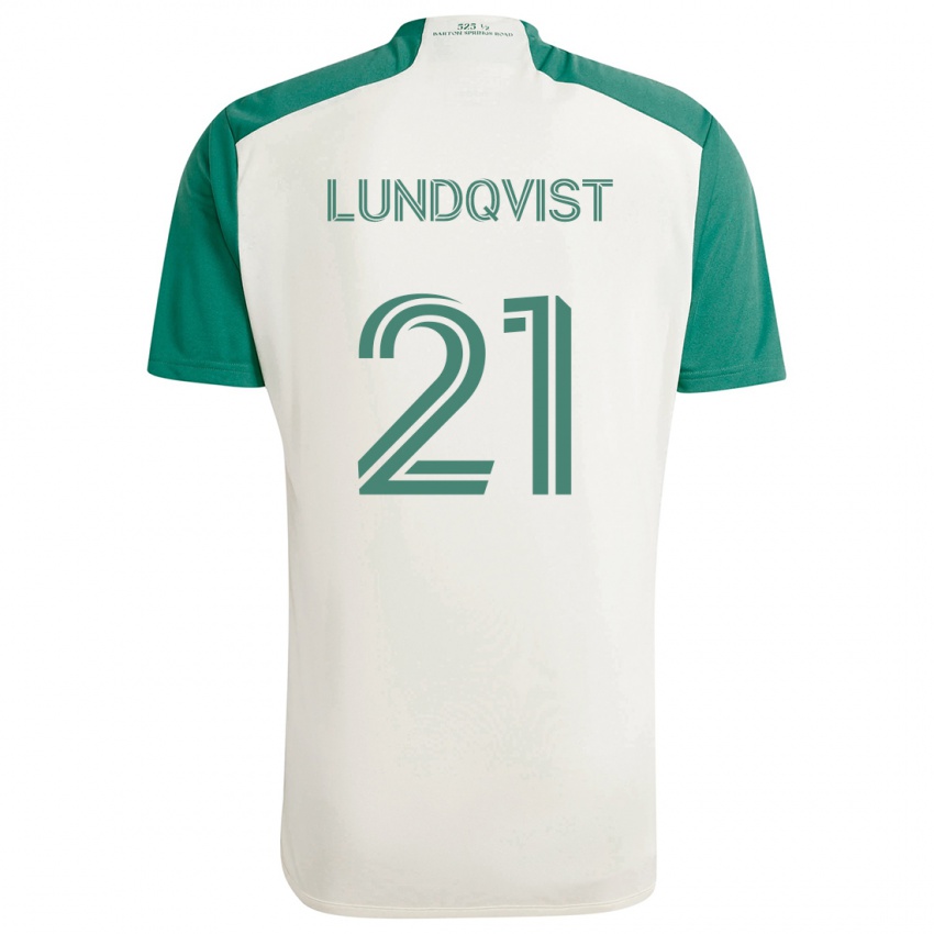 Niño Camiseta Adam Lundqvist #21 Colores Tostados Verde 2ª Equipación 2024/25 La Camisa