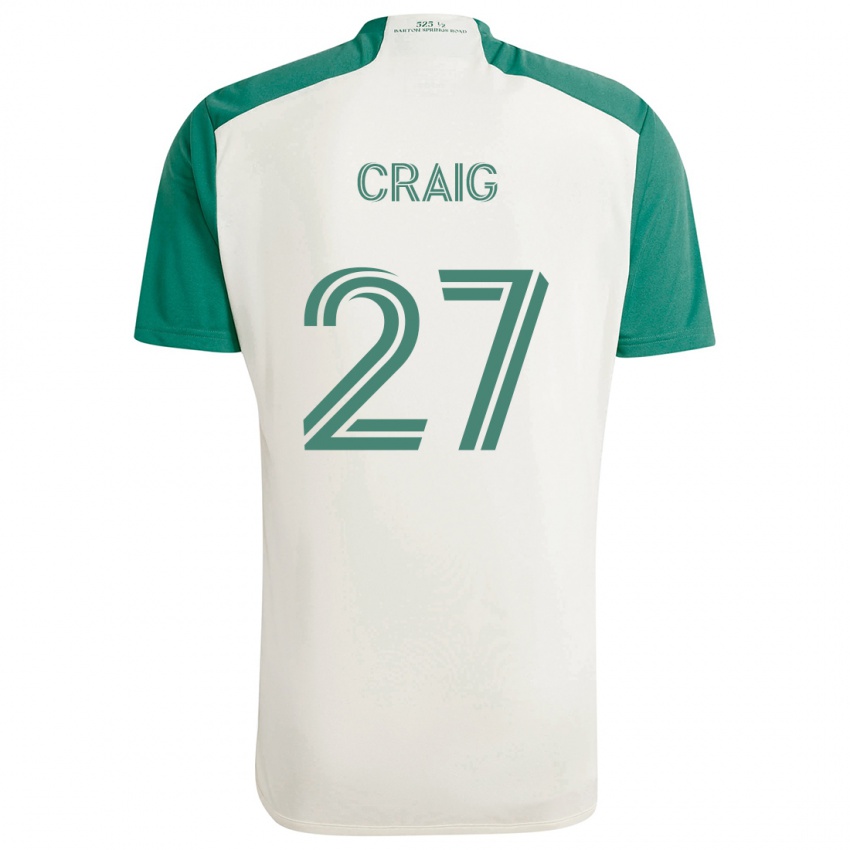 Niño Camiseta Brandan Craig #27 Colores Tostados Verde 2ª Equipación 2024/25 La Camisa