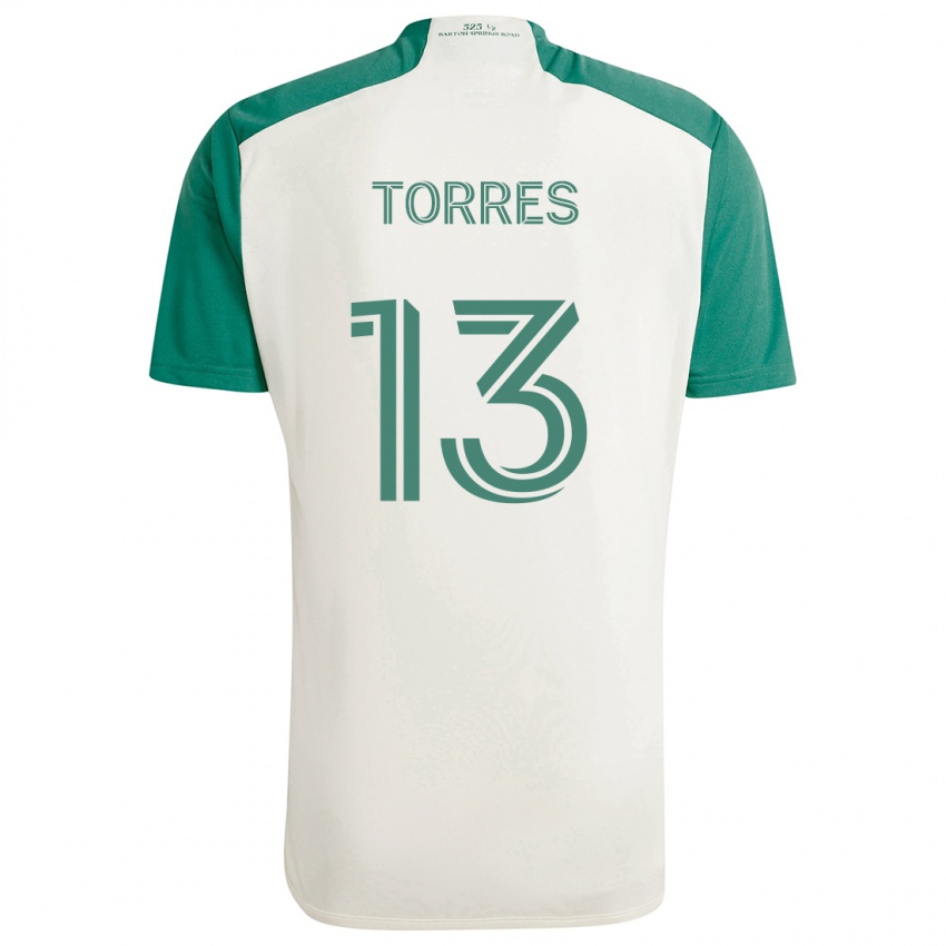 Niño Camiseta Leo Torres #13 Colores Tostados Verde 2ª Equipación 2024/25 La Camisa