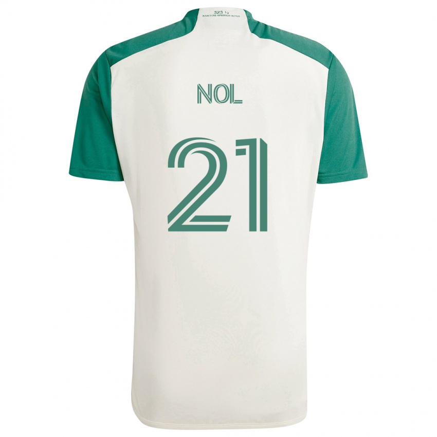 Niño Camiseta Valentin Noël #21 Colores Tostados Verde 2ª Equipación 2024/25 La Camisa