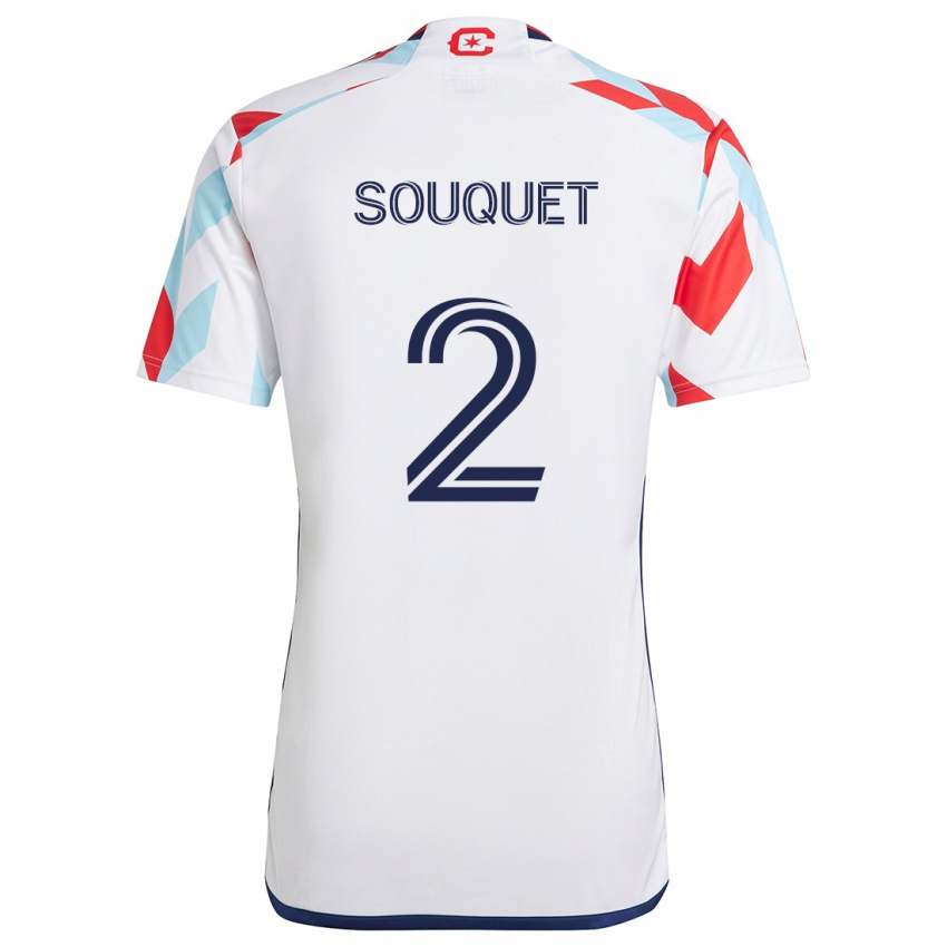 Niño Camiseta Arnaud Souquet #2 Blanco Rojo Azul 2ª Equipación 2024/25 La Camisa