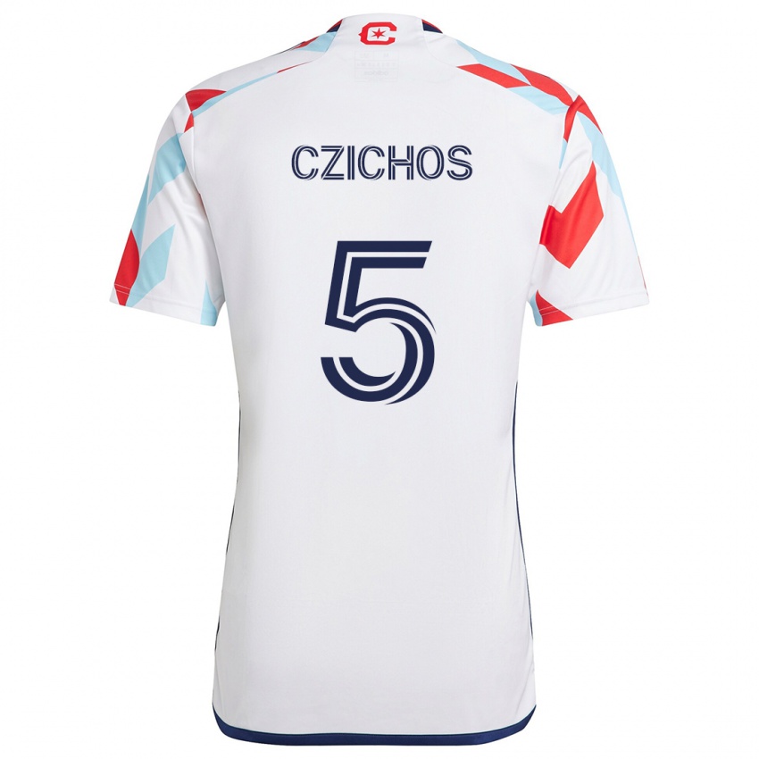 Niño Camiseta Rafael Czichos #5 Blanco Rojo Azul 2ª Equipación 2024/25 La Camisa