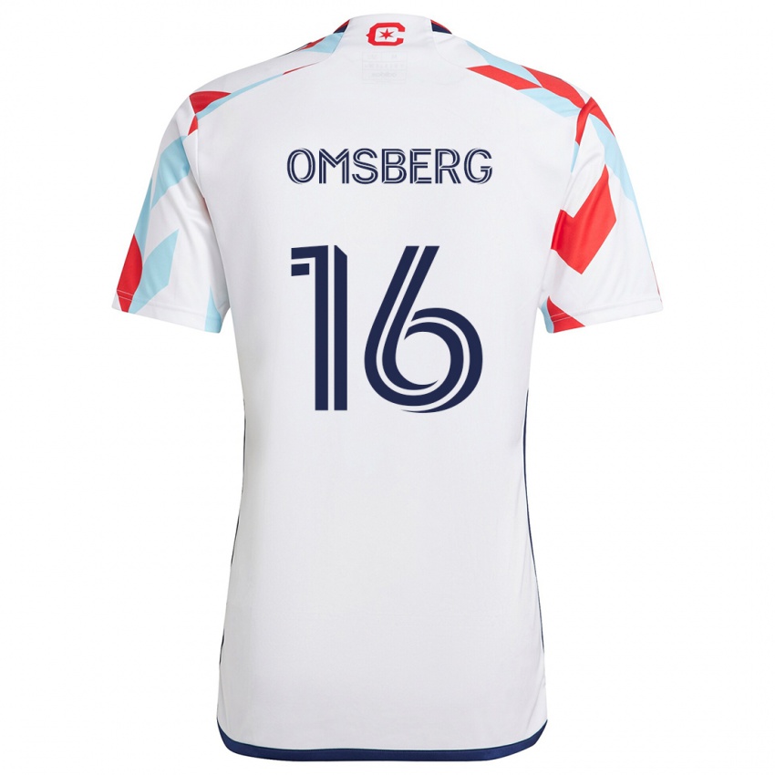 Niño Camiseta Wyatt Omsberg #16 Blanco Rojo Azul 2ª Equipación 2024/25 La Camisa