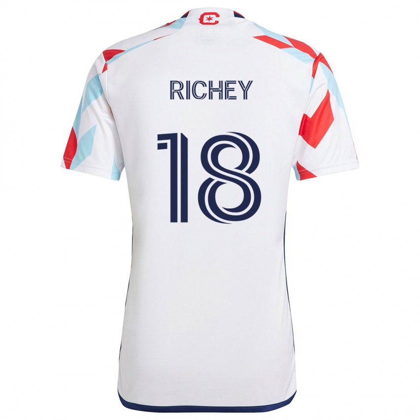 Niño Camiseta Spencer Richey #18 Blanco Rojo Azul 2ª Equipación 2024/25 La Camisa