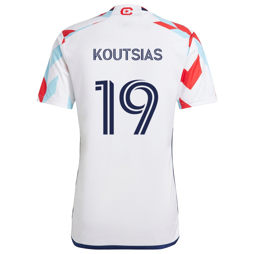 Niño Camiseta Georgios Koutsias #19 Blanco Rojo Azul 2ª Equipación 2024/25 La Camisa