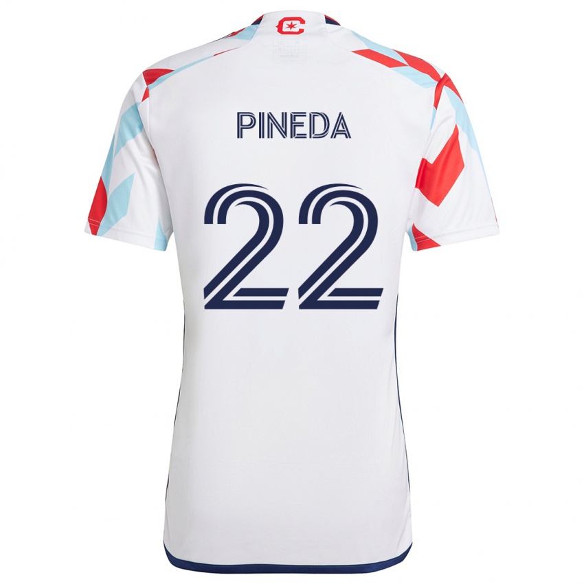 Niño Camiseta Mauricio Pineda #22 Blanco Rojo Azul 2ª Equipación 2024/25 La Camisa