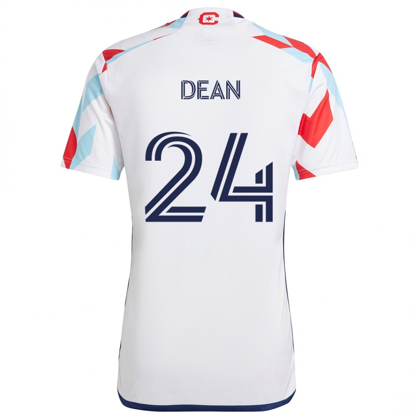 Niño Camiseta Jonathan Dean #24 Blanco Rojo Azul 2ª Equipación 2024/25 La Camisa