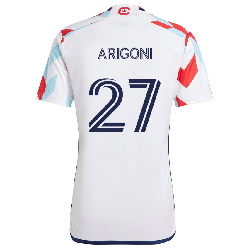 Niño Camiseta Allan Arigoni #27 Blanco Rojo Azul 2ª Equipación 2024/25 La Camisa