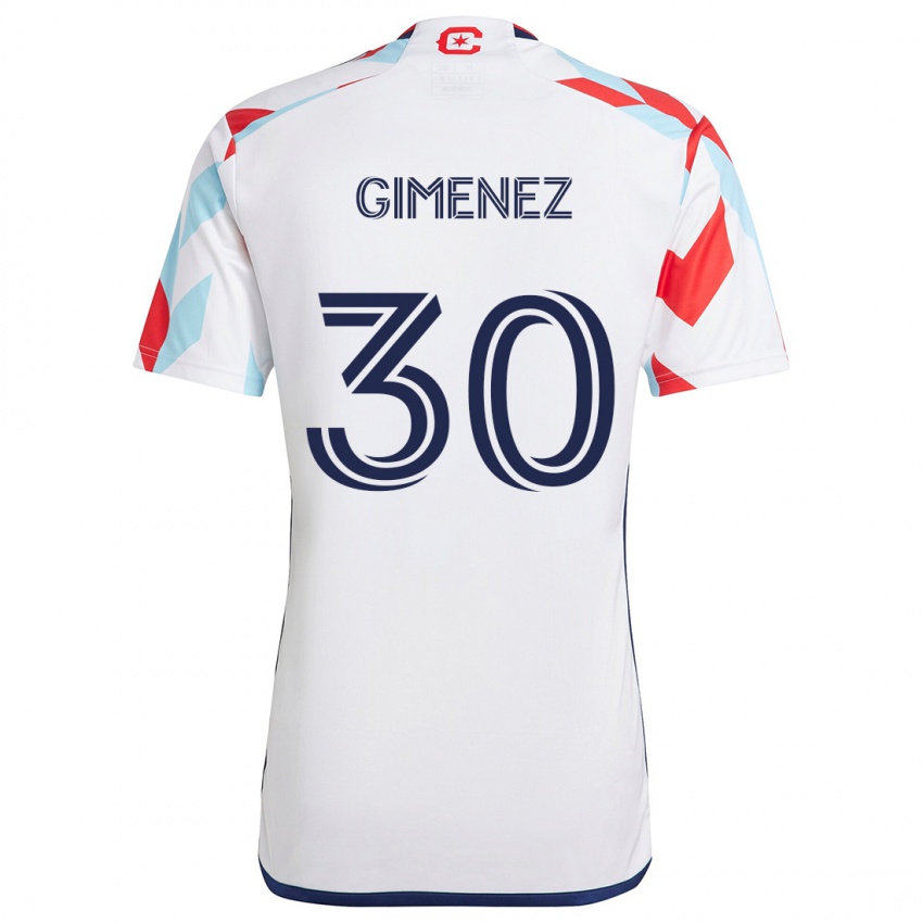 Niño Camiseta Gastón Giménez #30 Blanco Rojo Azul 2ª Equipación 2024/25 La Camisa