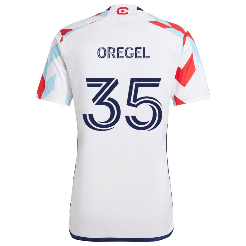 Niño Camiseta Sergio Oregel #35 Blanco Rojo Azul 2ª Equipación 2024/25 La Camisa