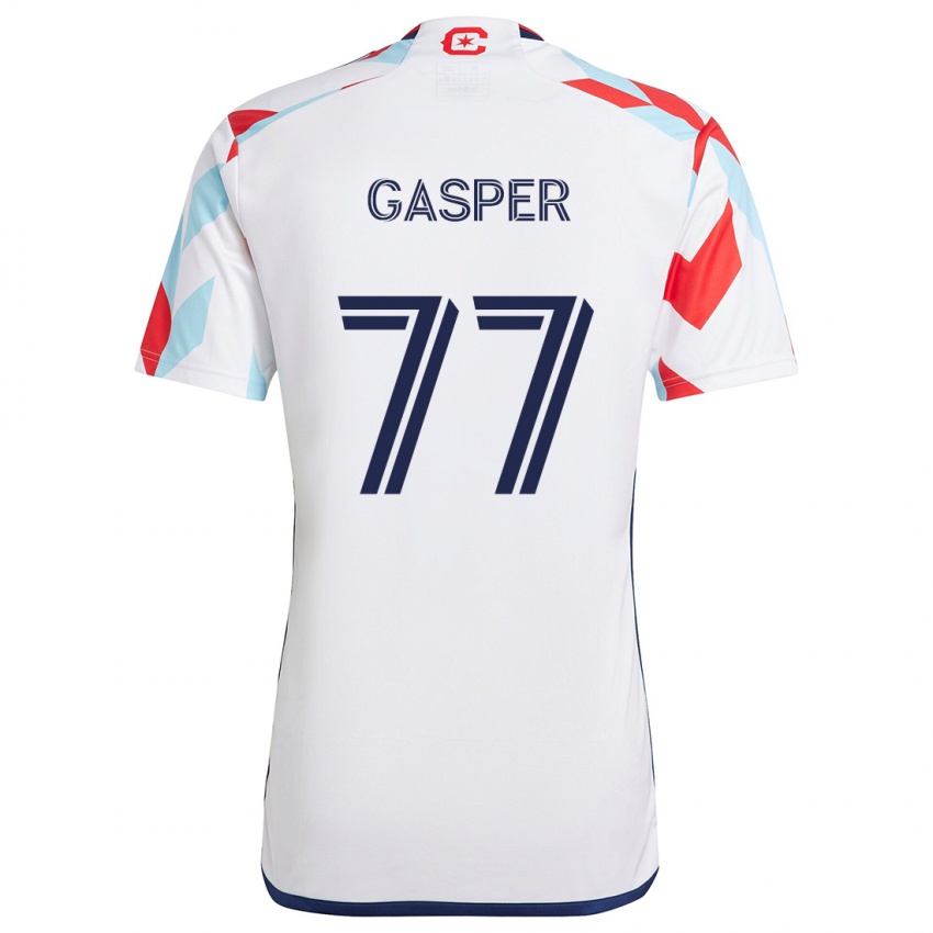 Niño Camiseta Chase Gasper #77 Blanco Rojo Azul 2ª Equipación 2024/25 La Camisa