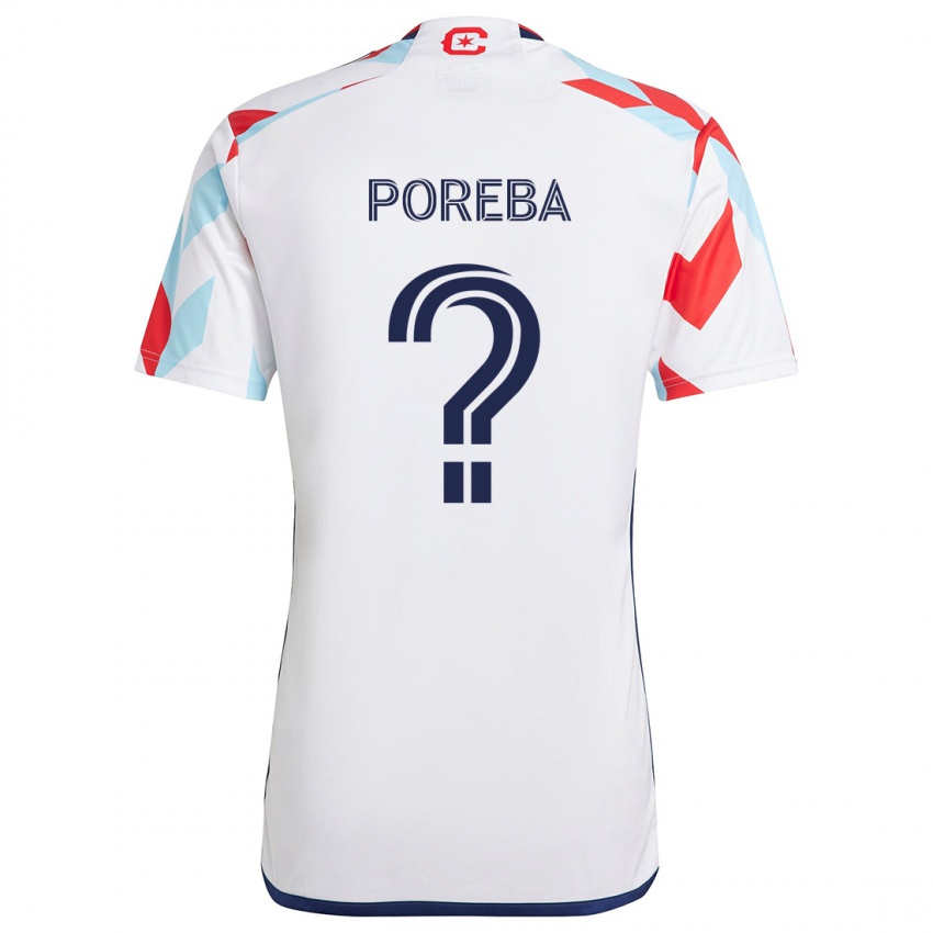 Niño Camiseta David Poreba #0 Blanco Rojo Azul 2ª Equipación 2024/25 La Camisa