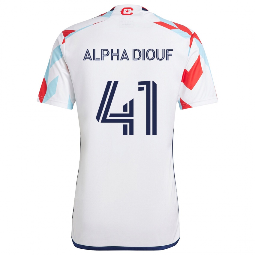 Niño Camiseta Jean Alpha Diouf #41 Blanco Rojo Azul 2ª Equipación 2024/25 La Camisa