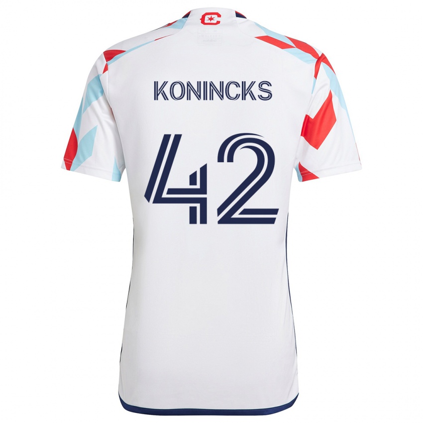 Niño Camiseta Diego Konincks #42 Blanco Rojo Azul 2ª Equipación 2024/25 La Camisa