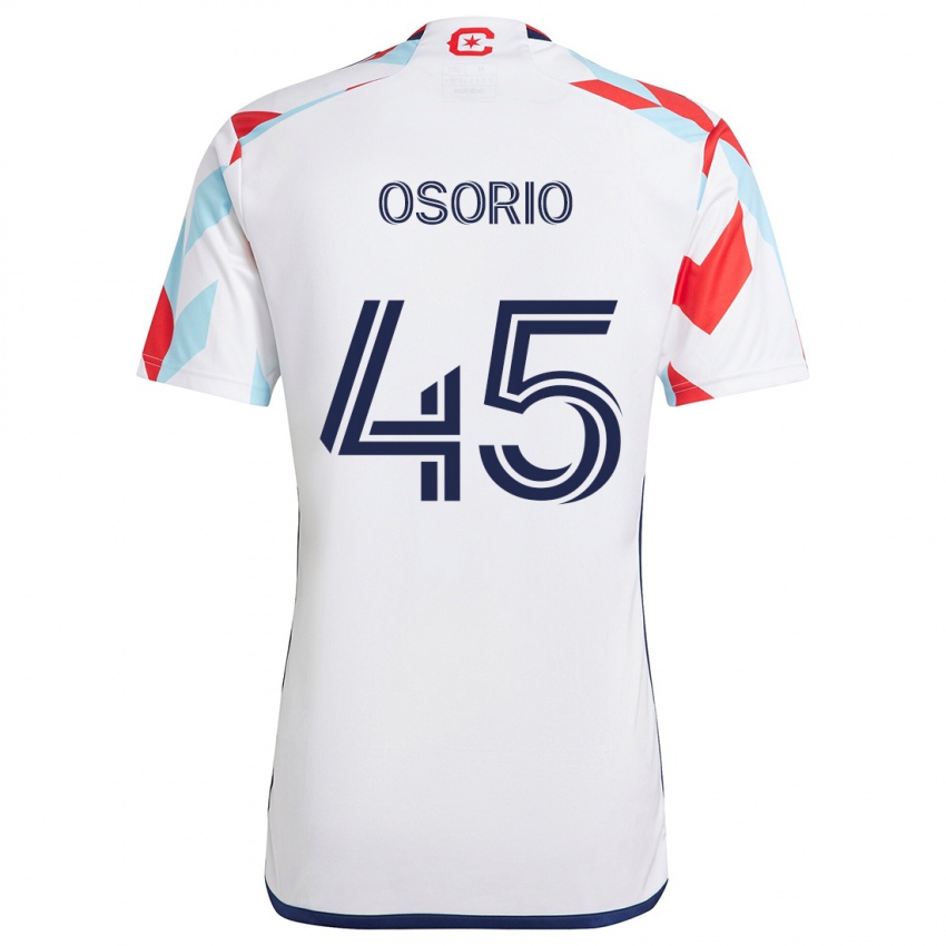 Niño Camiseta Harold Osorio #45 Blanco Rojo Azul 2ª Equipación 2024/25 La Camisa