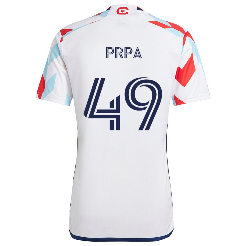 Niño Camiseta Luka Prpa #49 Blanco Rojo Azul 2ª Equipación 2024/25 La Camisa