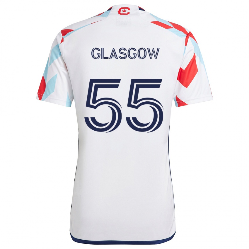 Niño Camiseta Omari Glasgow #55 Blanco Rojo Azul 2ª Equipación 2024/25 La Camisa