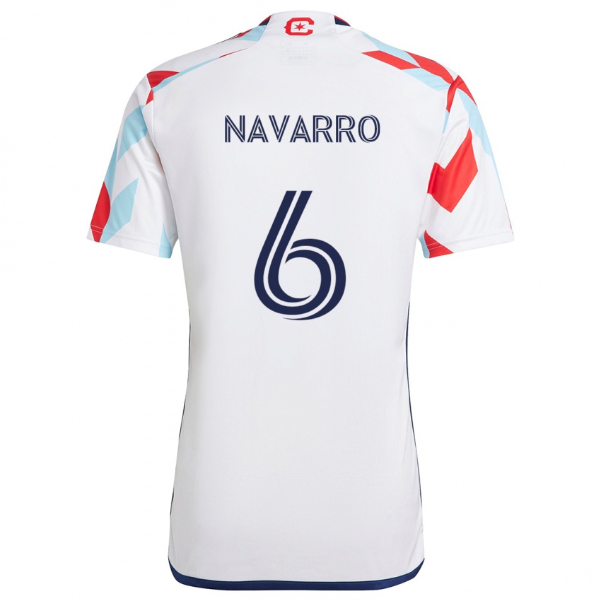 Niño Camiseta Miguel Navarro #6 Blanco Rojo Azul 2ª Equipación 2024/25 La Camisa