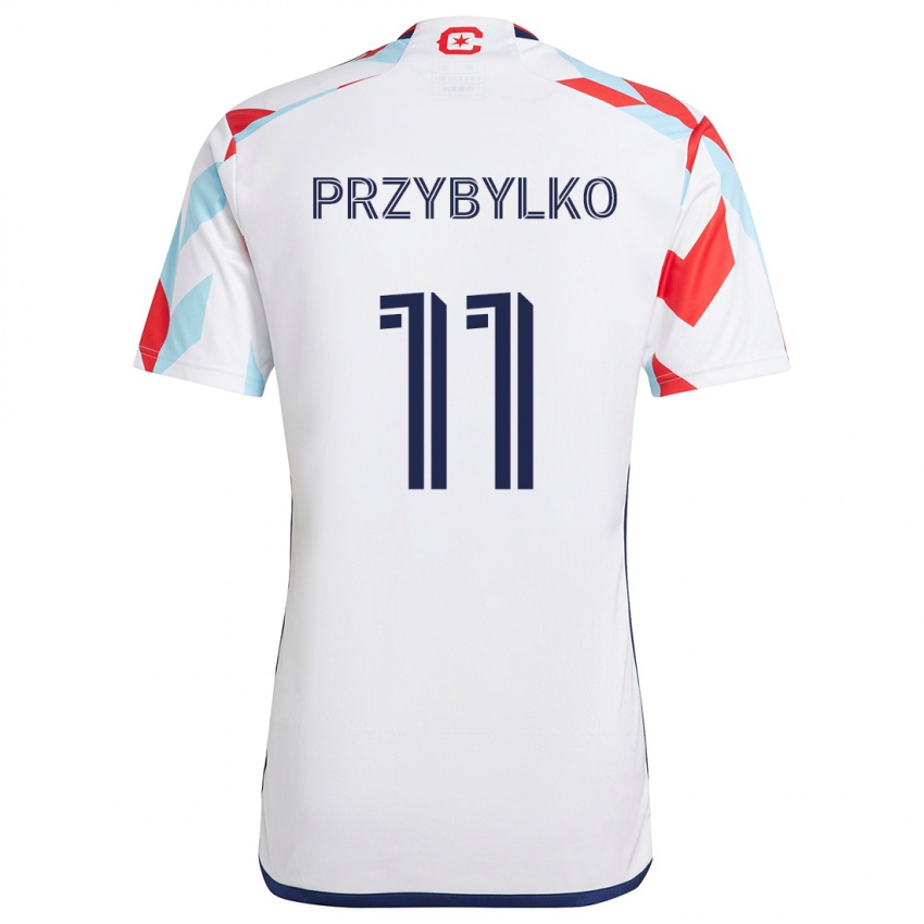 Niño Camiseta Kacper Przybylko #11 Blanco Rojo Azul 2ª Equipación 2024/25 La Camisa