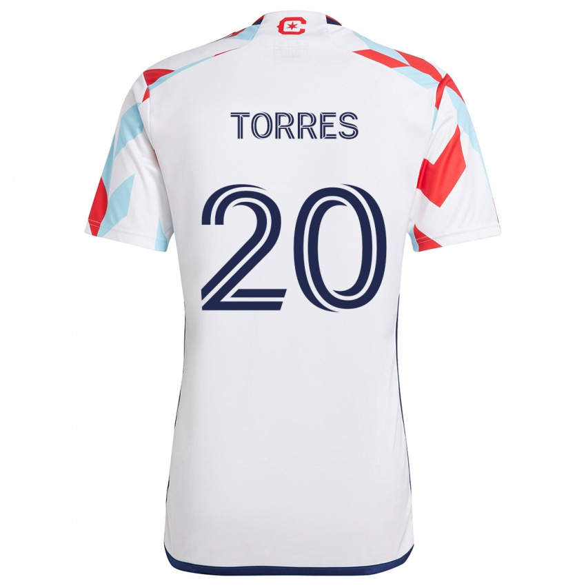 Niño Camiseta Jairo Torres #20 Blanco Rojo Azul 2ª Equipación 2024/25 La Camisa