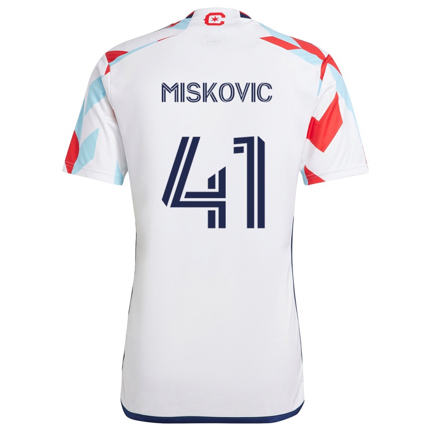 Niño Camiseta Mihajlo Miskovic #41 Blanco Rojo Azul 2ª Equipación 2024/25 La Camisa