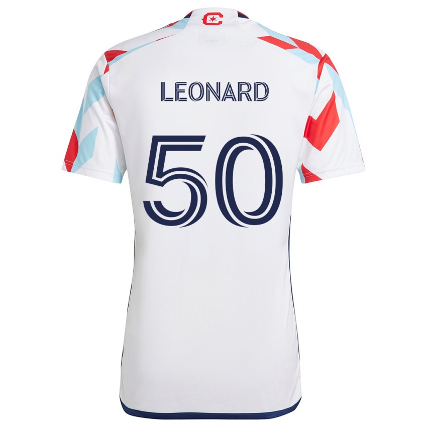 Niño Camiseta Eric Leonard #50 Blanco Rojo Azul 2ª Equipación 2024/25 La Camisa