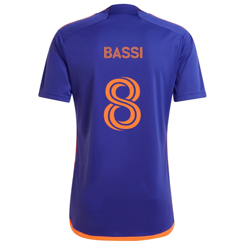 Niño Camiseta Amine Bassi #8 Púrpura Naranja 2ª Equipación 2024/25 La Camisa