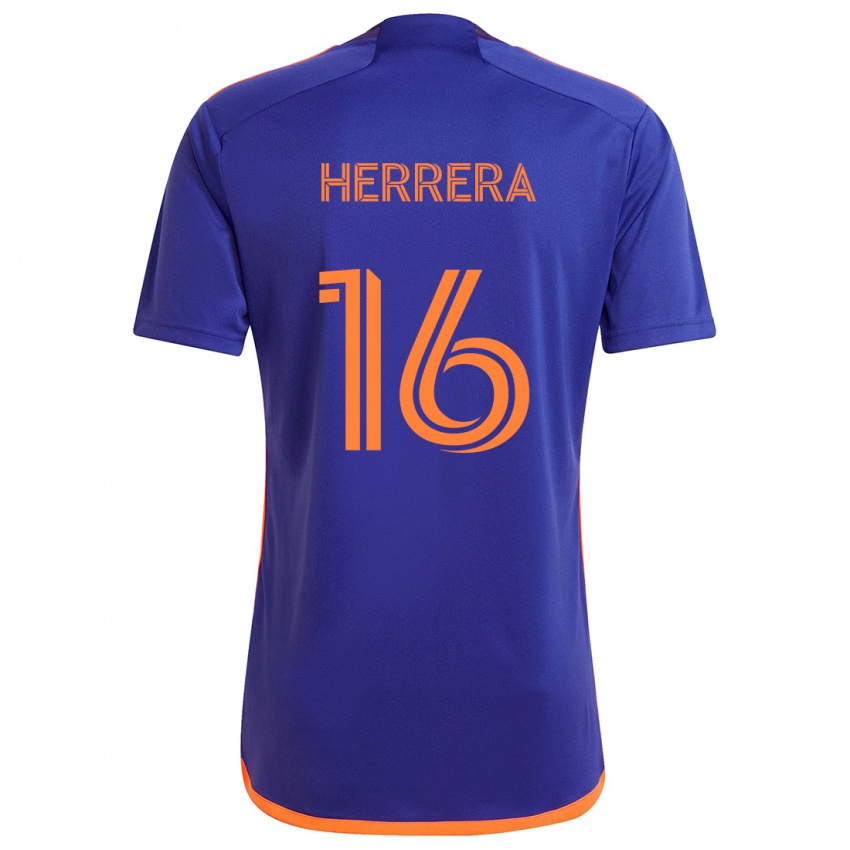 Niño Camiseta Hector Herrera #16 Púrpura Naranja 2ª Equipación 2024/25 La Camisa