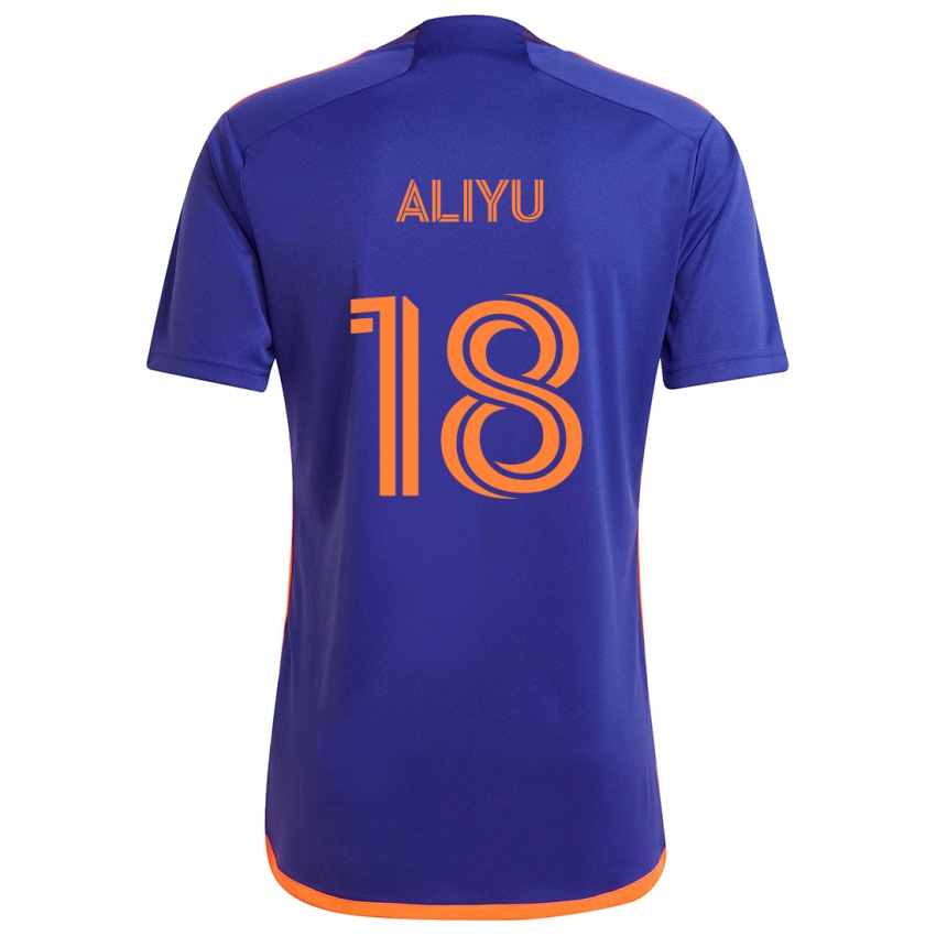 Niño Camiseta Ibrahim Aliyu #18 Púrpura Naranja 2ª Equipación 2024/25 La Camisa