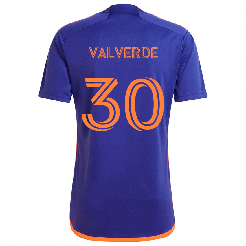 Niño Camiseta Jefferson Valverde #30 Púrpura Naranja 2ª Equipación 2024/25 La Camisa