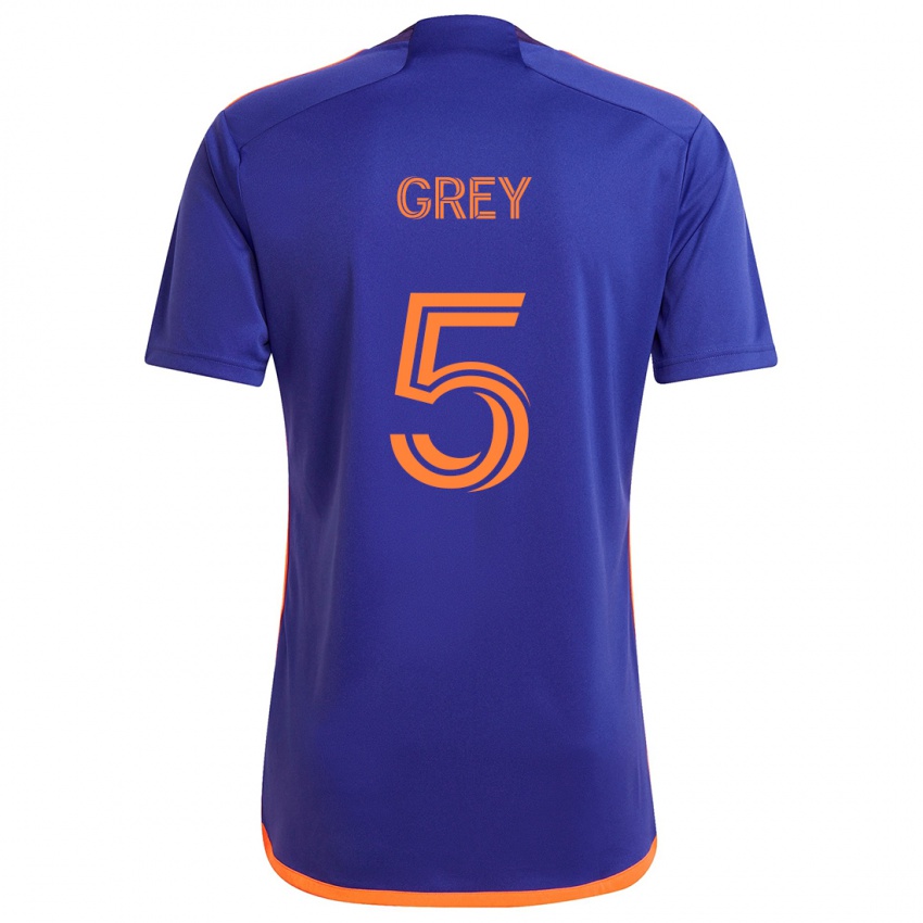 Niño Camiseta Omar Grey #5 Púrpura Naranja 2ª Equipación 2024/25 La Camisa