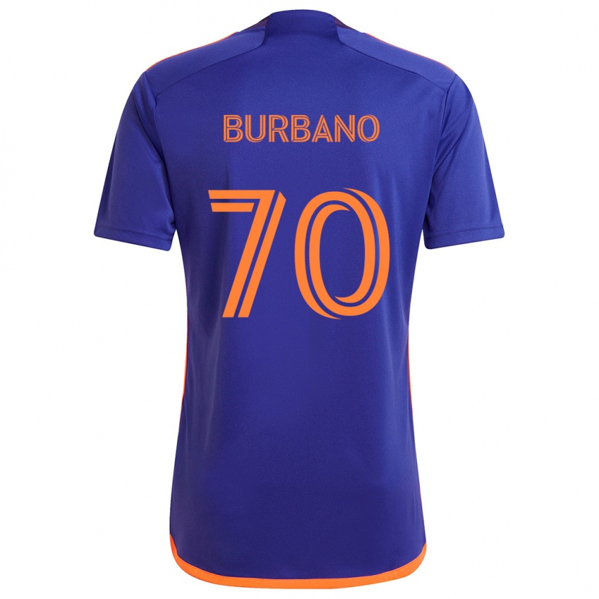 Niño Camiseta Jordy Burbano #70 Púrpura Naranja 2ª Equipación 2024/25 La Camisa