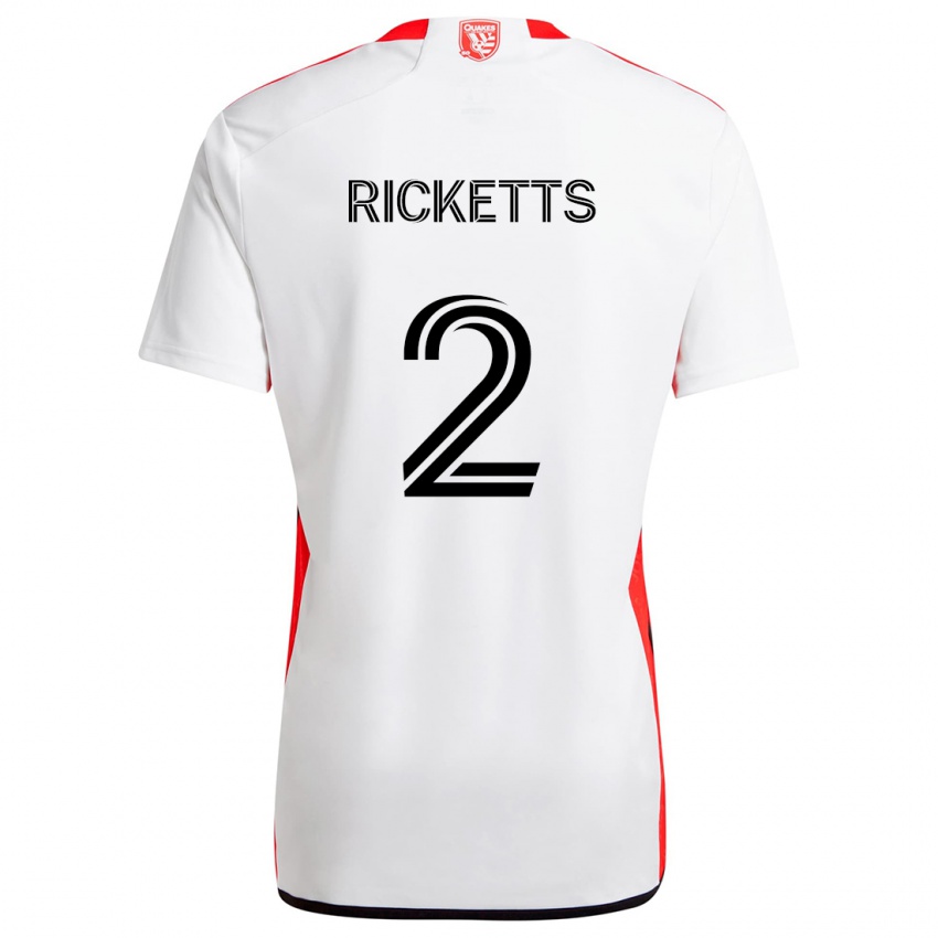 Niño Camiseta Jamar Ricketts #2 Blanco Rojo 2ª Equipación 2024/25 La Camisa