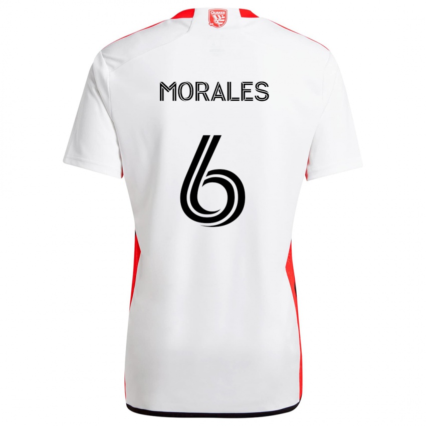 Niño Camiseta Alfredo Morales #6 Blanco Rojo 2ª Equipación 2024/25 La Camisa