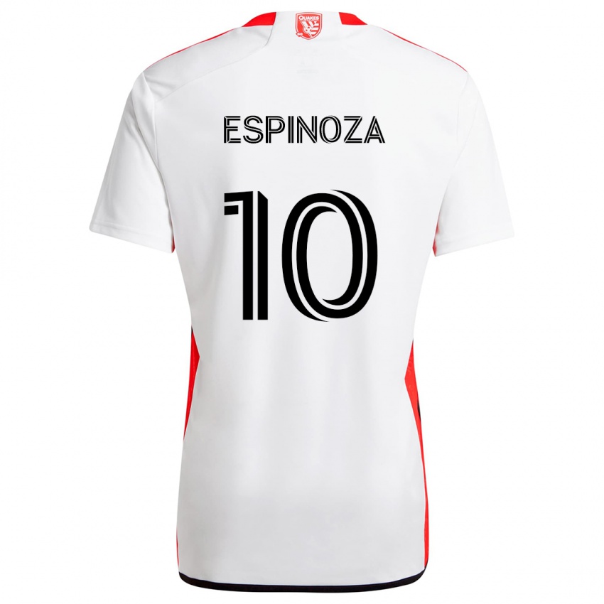 Niño Camiseta Cristian Espinoza #10 Blanco Rojo 2ª Equipación 2024/25 La Camisa