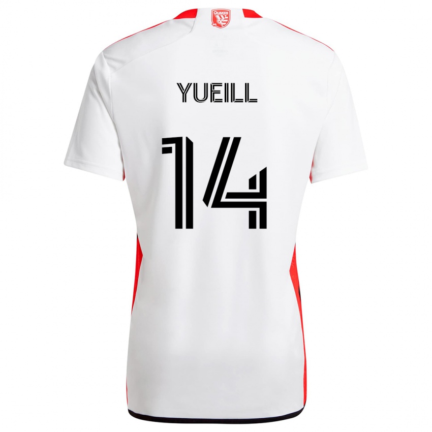 Niño Camiseta Jackson Yueill #14 Blanco Rojo 2ª Equipación 2024/25 La Camisa