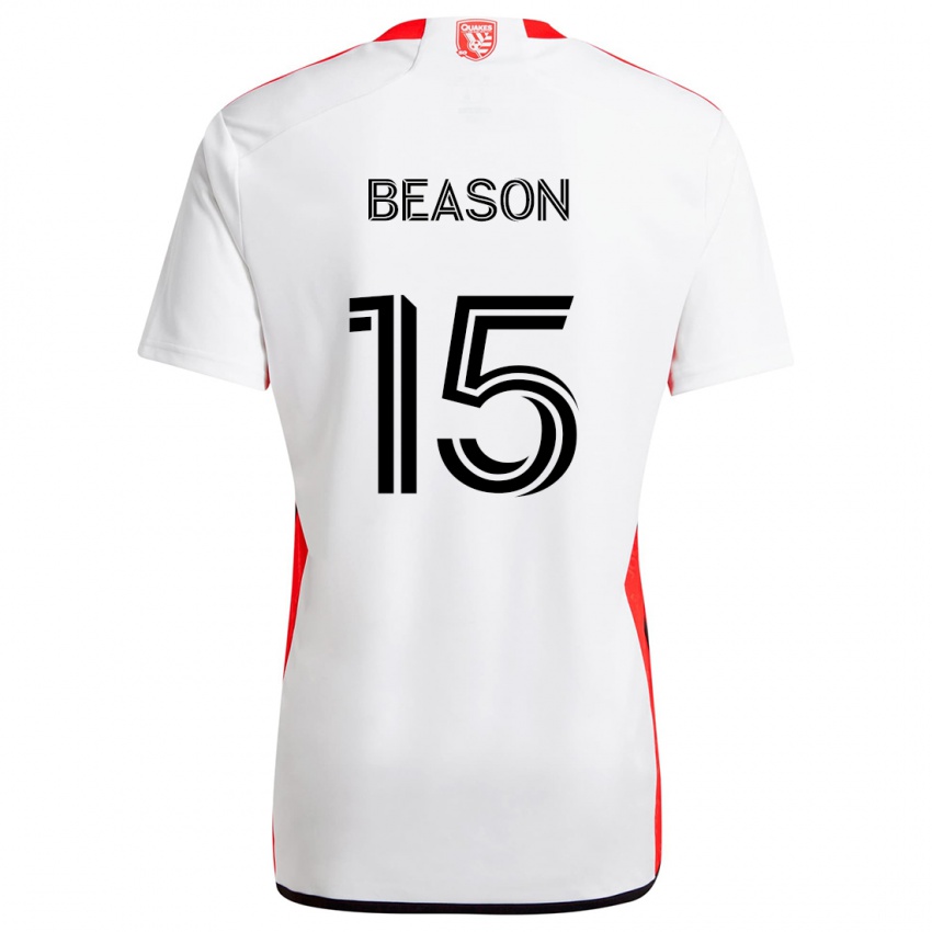 Niño Camiseta Tanner Beason #15 Blanco Rojo 2ª Equipación 2024/25 La Camisa