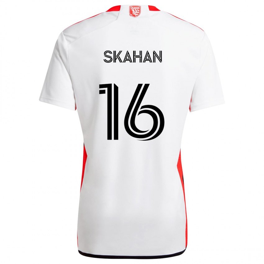 Niño Camiseta Jack Skahan #16 Blanco Rojo 2ª Equipación 2024/25 La Camisa