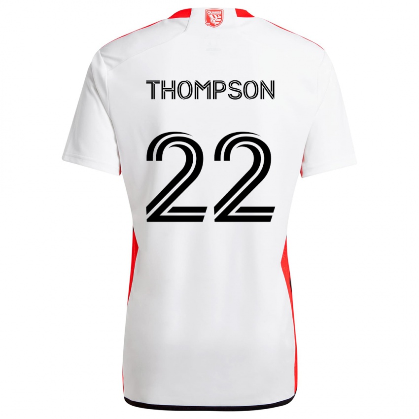 Niño Camiseta Tommy Thompson #22 Blanco Rojo 2ª Equipación 2024/25 La Camisa