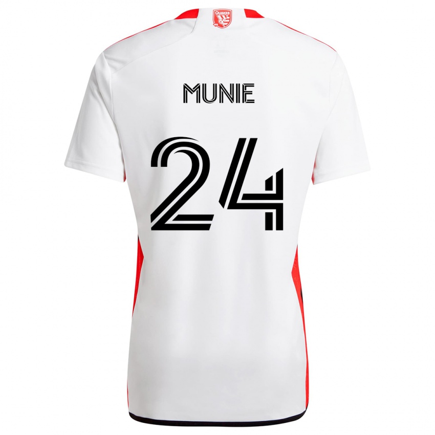 Niño Camiseta Daniel Munie #24 Blanco Rojo 2ª Equipación 2024/25 La Camisa